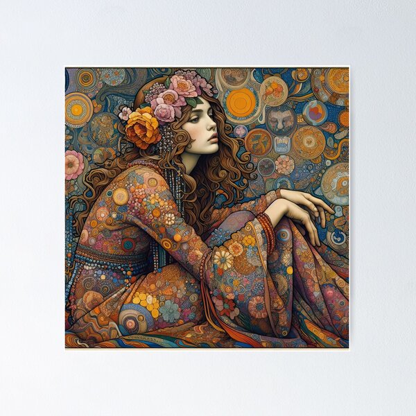 Item preview, Hippie Woman - Klimt 9 designed and sold by Kallak-AI-Art.