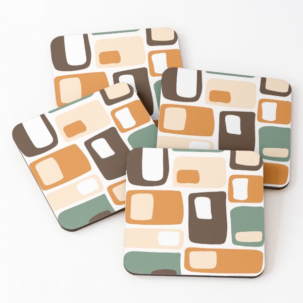 Item preview, Mid Century Funky Geometric Shapes Brown, Orange, Green designed and sold by trdstudio.