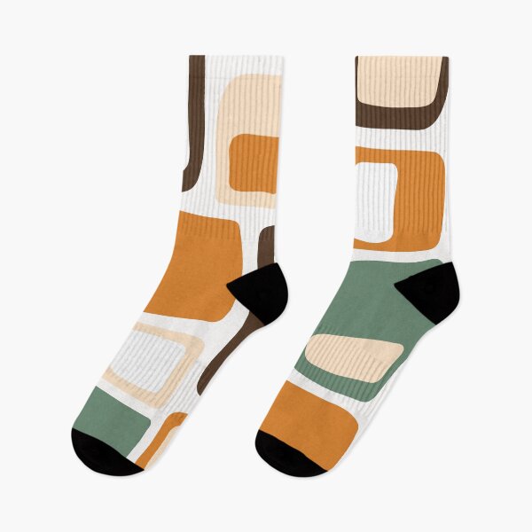 Item preview, Mid Century Funky Geometric Shapes Brown, Orange, Green designed and sold by trdstudio.