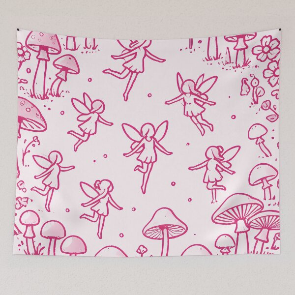 Item preview, Enchanted Fairies with Mushrooms | Fairycore Line Art Design designed and sold by Unitepeople.