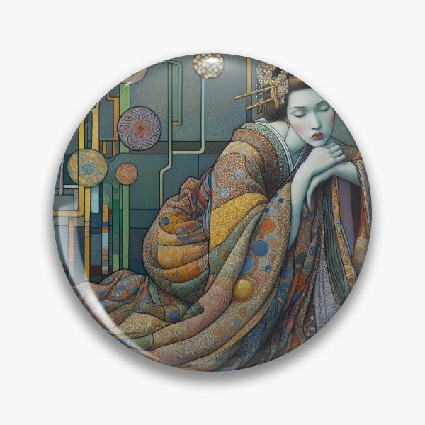 Item preview, Portrait of a Japanese Woman - Klimt 12 designed and sold by Kallak-AI-Art.