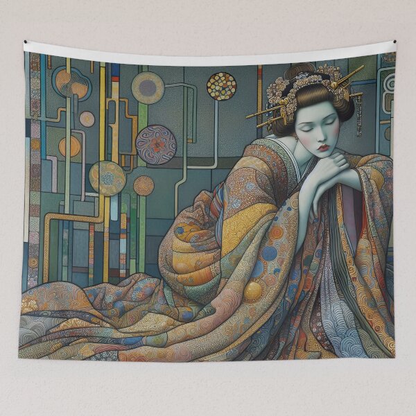 Item preview, Portrait of a Japanese Woman - Klimt 12 designed and sold by Kallak-AI-Art.