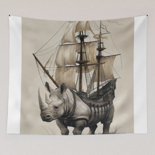 Item preview, Nautical rhinoceros. designed and sold by MyHappyArtShop.