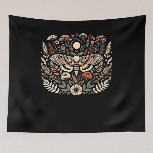 Item preview, Cottagecore Aesthetic Moth Botanical Graphic Art designed and sold by Dressed For  Duty.