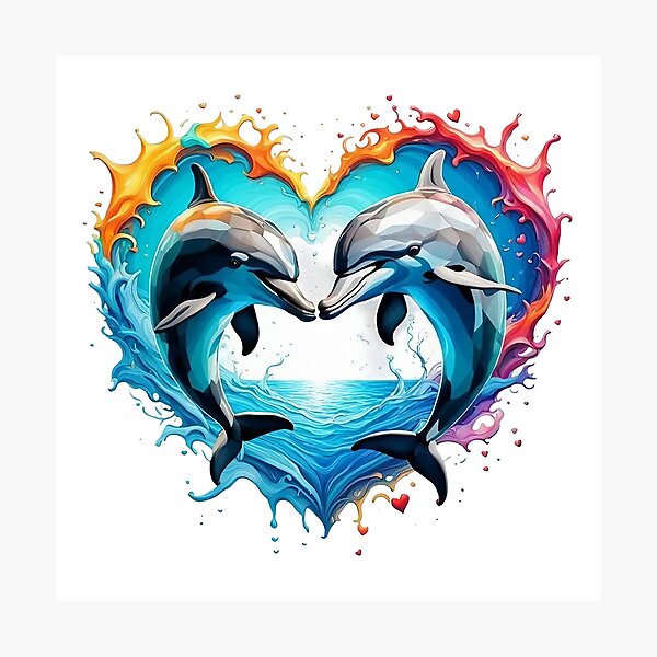 Item preview, Dolphins jumping with heart designed and sold by JackFreestone.