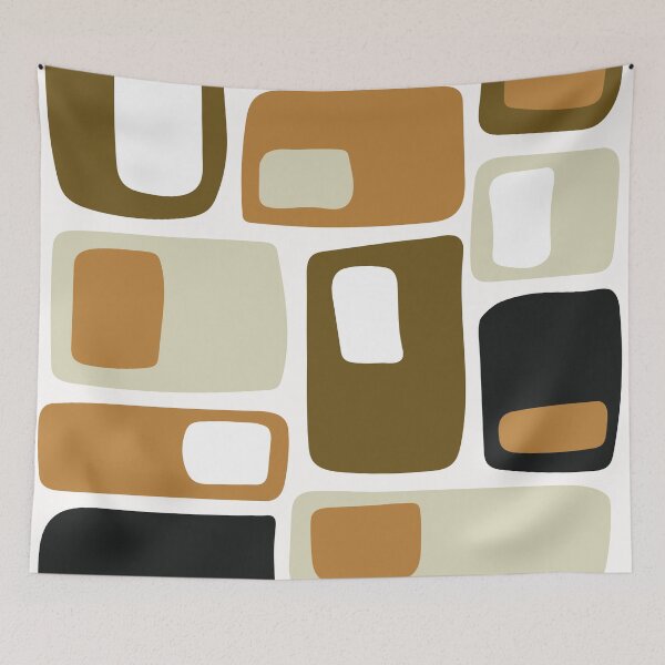 Item preview, Mid Century Funky Geometric Shapes Earthy tones designed and sold by trdstudio.