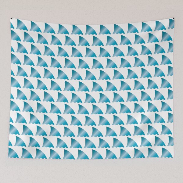 Item preview, Bluegreen shark fin pattern for shark lovers and beach goers designed and sold by jodirm.