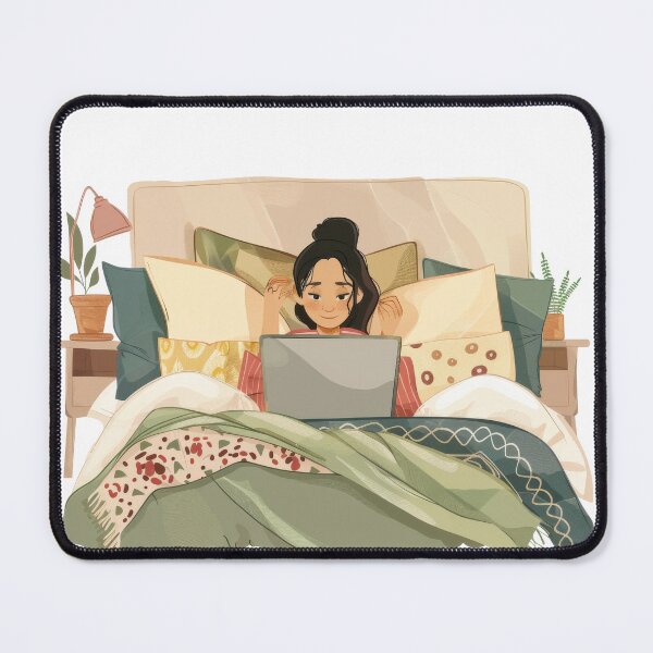 Item preview, Working From Home Woman In Bed designed and sold by Wormy-23.