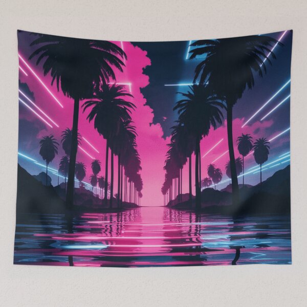 Item preview, Retro Neon Landscape Palms designed and sold by Exodoi.