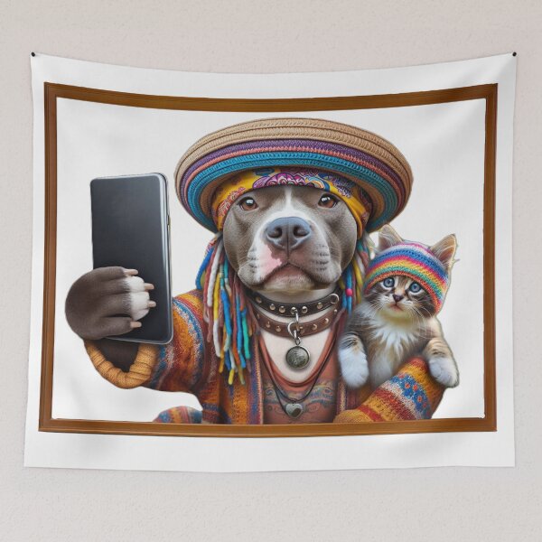 Item preview, Pitbull Celebrity Taking Selfie with Kitten designed and sold by TheDogOnIt.