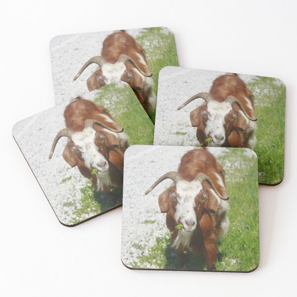 Item preview, Whimsical Portrait of a Horned Goat Grazing designed and sold by taiche.
