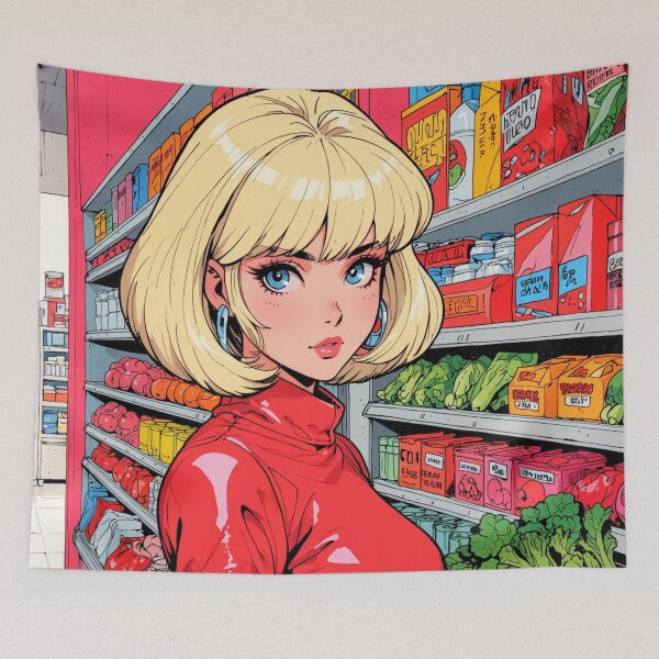 Item preview, Anime super girl at the grocery store  designed and sold by Millionsxi.