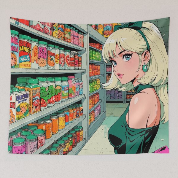 Item preview, Anime super girl at the grocery store  designed and sold by Millionsxi.