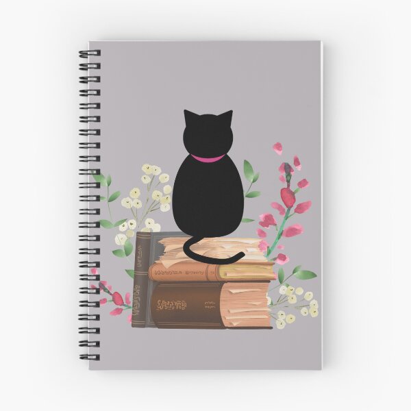 Item preview, Black cat sitting on books designed and sold by DesingBloom.
