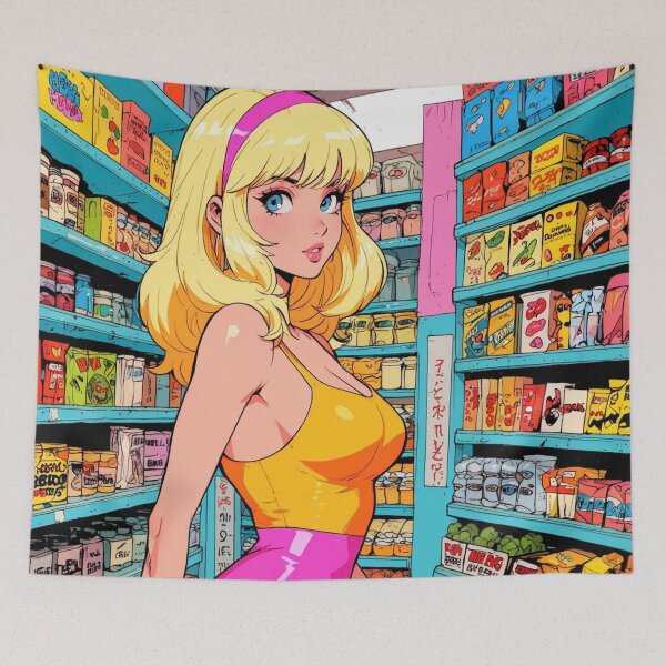 Item preview, Anime super girl at the grocery store  designed and sold by Millionsxi.