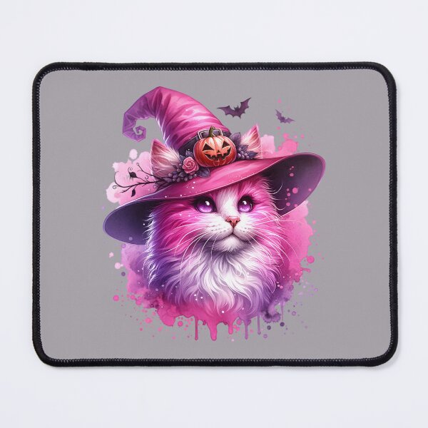Item preview, Watercolor halloween pink cat witch designed and sold by portrait4you.