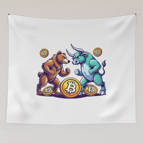 Artikelvorschau, Krypto Bitcoin Bulle VS Bär Design entworfen und verkauft von NoCompetition.