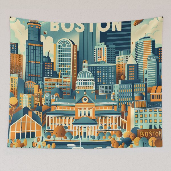 Item preview, Boston City Art Vintage Boston Poster designed and sold by nomiraclehere.
