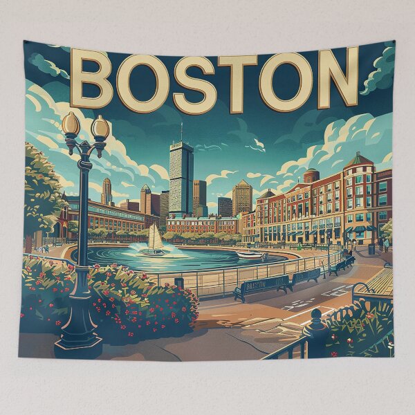 Item preview, Boston City Art Vintage Boston Poster designed and sold by nomiraclehere.