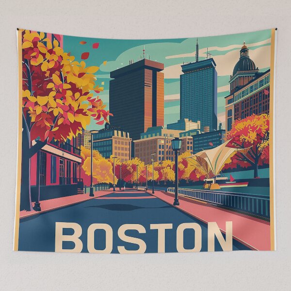 Item preview, Boston City Art Vintage Boston Poster designed and sold by nomiraclehere.