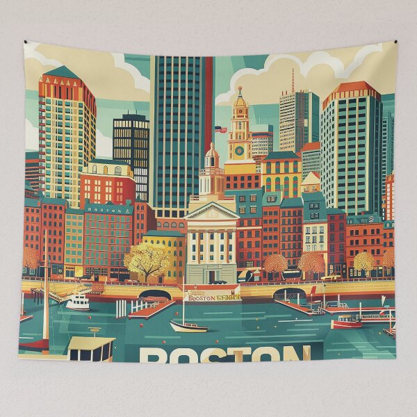 Item preview, Boston City Art Vintage Boston Poster designed and sold by nomiraclehere.