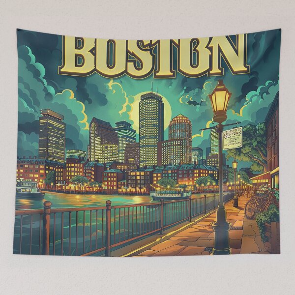 Item preview, Boston City Art Vintage Boston Poster designed and sold by nomiraclehere.