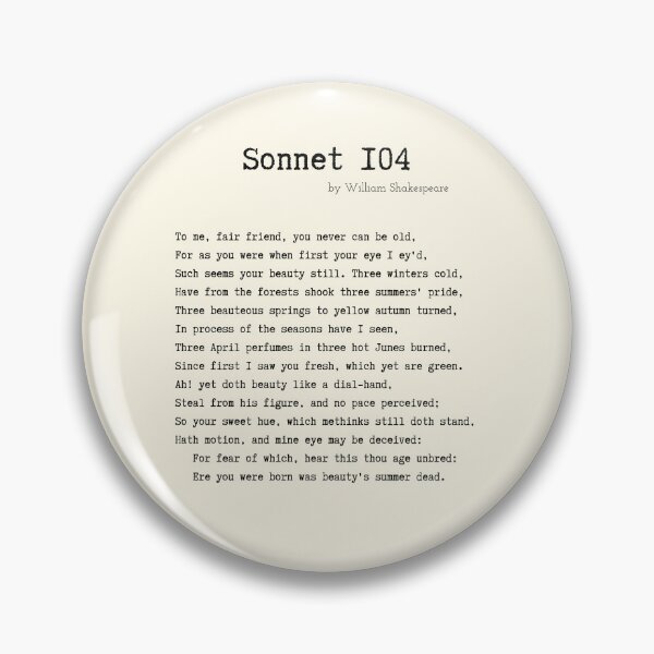 Item preview, Sonnet 104 by William Shakespeare designed and sold by Poemit.