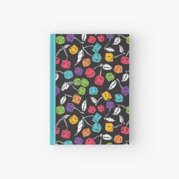 Big Cherry Dice with Leaves, in Black Rainbow Hardcover Journal