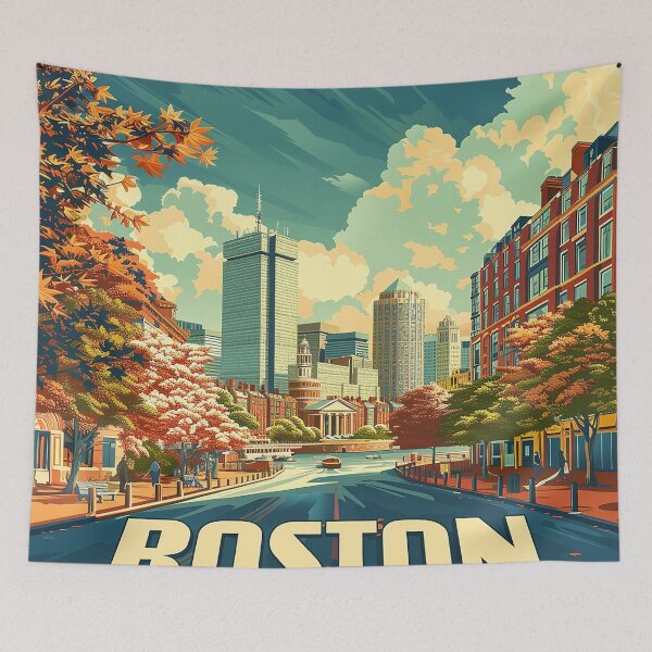 Item preview, Boston City Art Vintage Boston Poster designed and sold by nomiraclehere.