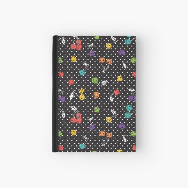 Cherry Dice with Polka Dots, in Rainbow Black Hardcover Journal