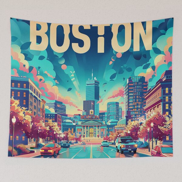 Item preview, Boston City Art Vintage Boston Poster designed and sold by nomiraclehere.
