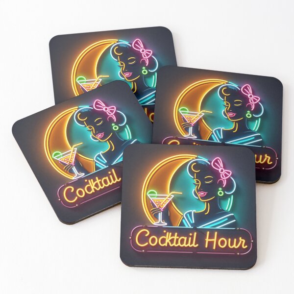 Item preview, Cocktail Hour Neon Sign Woman With Martini designed and sold by Lee Hiller Designs.