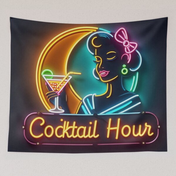 Item preview, Cocktail Hour Neon Sign Woman With Martini designed and sold by Lee Hiller Designs.