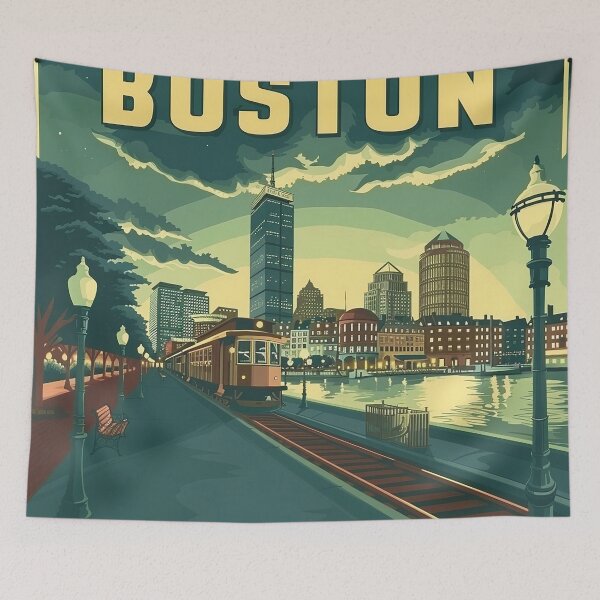 Item preview, Boston City Art Vintage Boston Poster designed and sold by nomiraclehere.