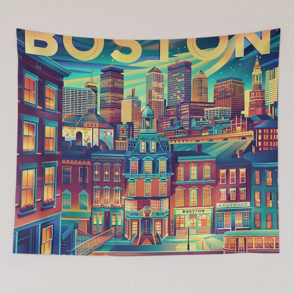 Item preview, Boston City Art Vintage Boston Poster designed and sold by nomiraclehere.