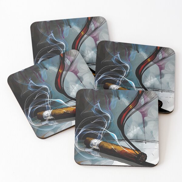 Item preview, Smoldering Cigar with Colorful Smoke Swirls - Abstract Patterns and Dripping Wash Effects designed and sold by OlfactoART Studio.