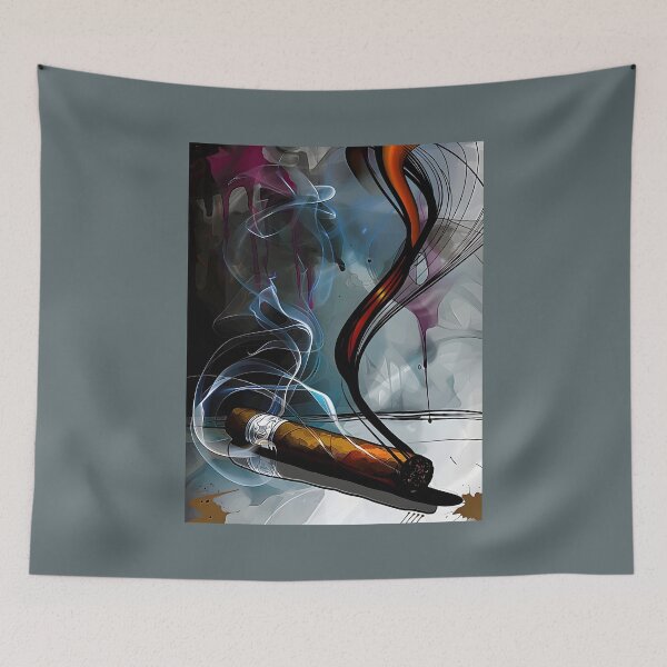 Item preview, Smoldering Cigar with Colorful Smoke Swirls - Abstract Patterns and Dripping Wash Effects designed and sold by OlfactoART Studio.