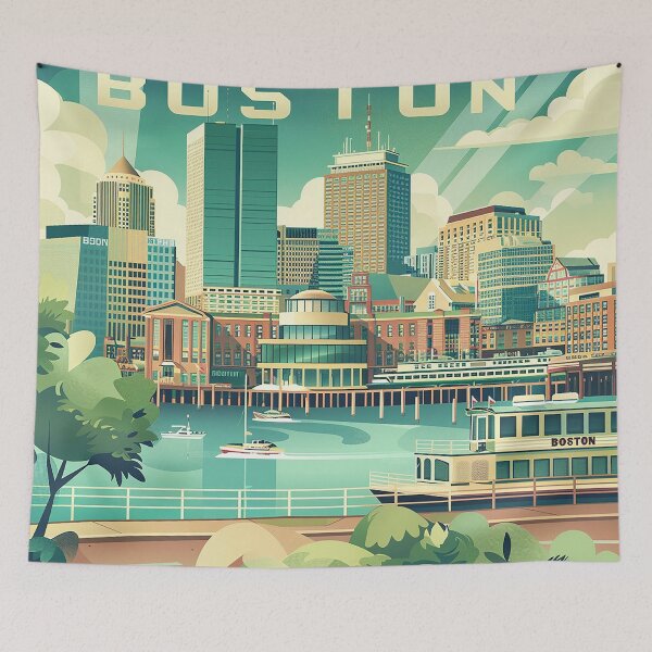 Item preview, Boston City Art Vintage Boston Poster designed and sold by nomiraclehere.