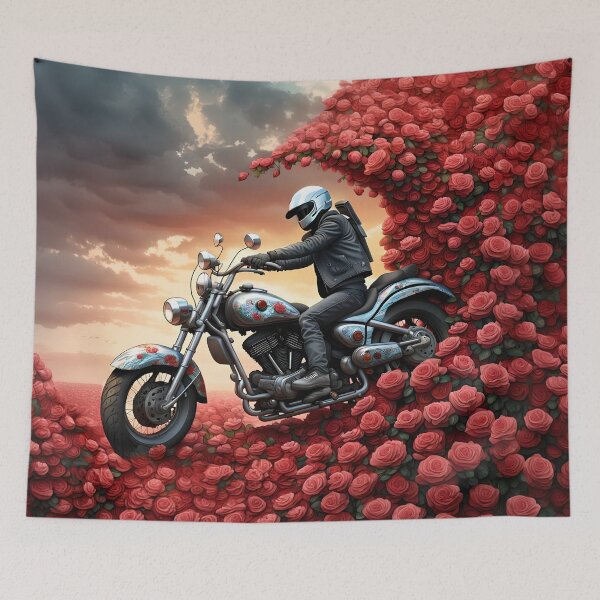 Item preview, Motorcyclist in the wave with roses designed and sold by Marcu Ioachim.