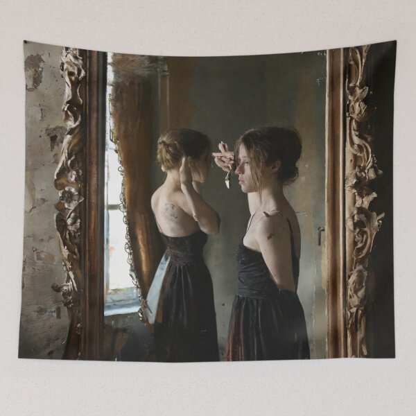 Aperçu de l'œuvre miroir, revers du miroir, art créée et vendue par DonnaBlankaArt.