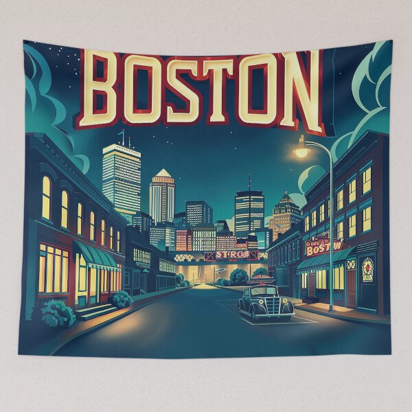 Item preview, Boston City Art Vintage Boston Poster designed and sold by nomiraclehere.