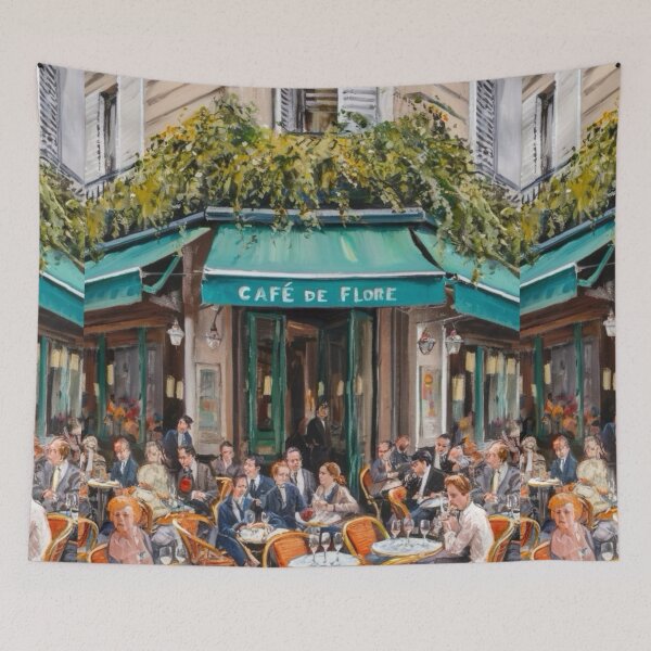 Item preview, Vintage Café de Flore Paris Scene designed and sold by CARRAANN.
