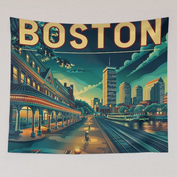 Item preview, Boston City Art Vintage Boston Poster designed and sold by nomiraclehere.