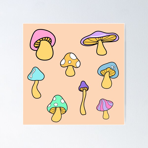 Artikelvorschau, Pastell Pilz Muster - Orange Hintergrund entworfen und verkauft von KTCreativeSide.