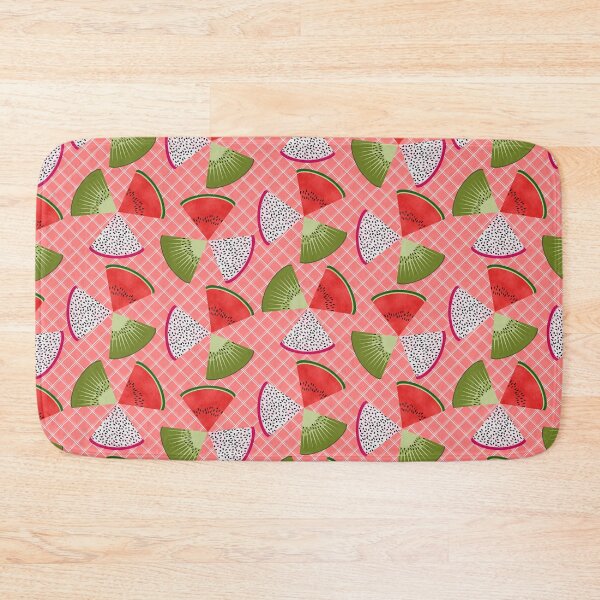Item preview, Watermelon, Kiwi Fruit and Dragon Fruit Slices on Pink Plaid designed and sold by MerryMakewell.