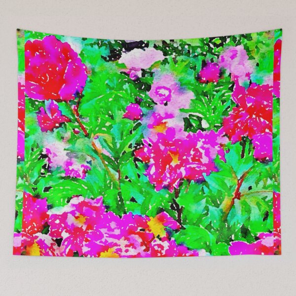 Item preview, Digital watercolor of peonies in the Parc Bagatelle, Paris designed and sold by ricoflinn.