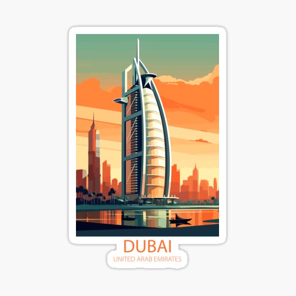 Artikel-Vorschau von Vintage Dubai Reiseplakat - Minimal Retro Illustration des Burj Al Arab, designt und verkauft von pod24.