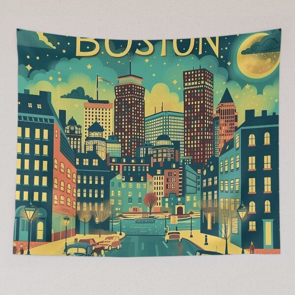 Item preview, Boston City Art Vintage Boston Poster designed and sold by nomiraclehere.