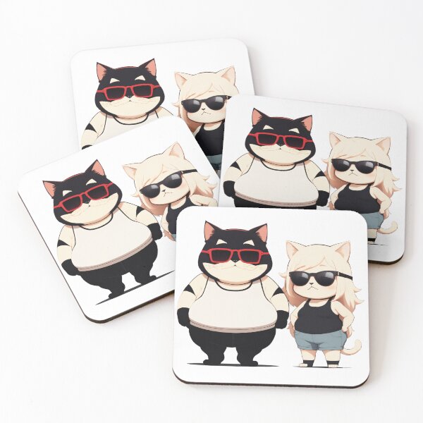 Item preview, double fat cat line art drawing style designed and sold by Anya-Thanee.
