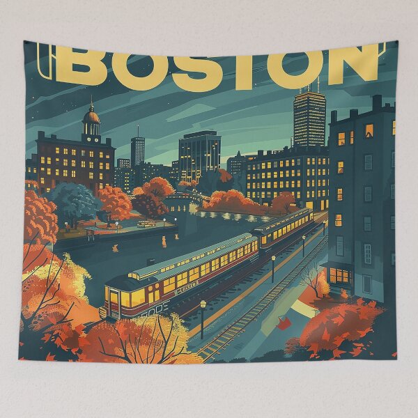 Item preview, Boston City Art Vintage Boston Poster designed and sold by nomiraclehere.